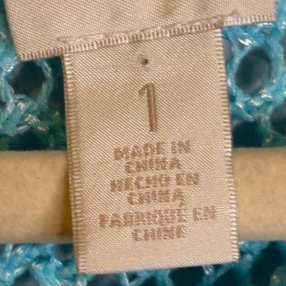 Chico's Sweater‎ Women's Size Medium Knit Short Sleeve Blue Chicos 1 - Picture 3 of 4